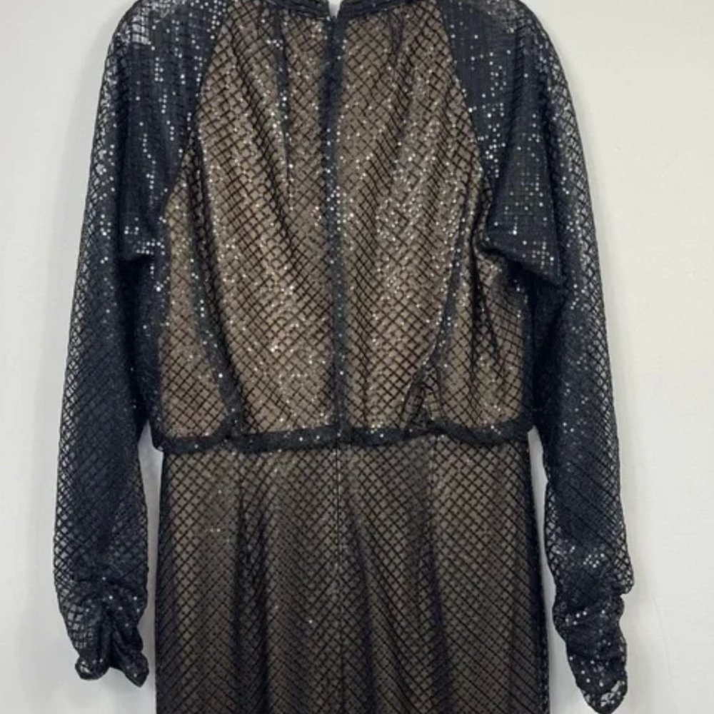 NWT Tadashi Shoji Samira Black/Nude Sequin gown - Size 14 - Picture 6 of 13